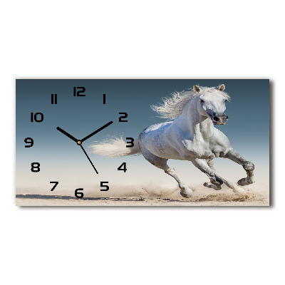 Horloge rectangulaire horizontale Cheval blanc au galop