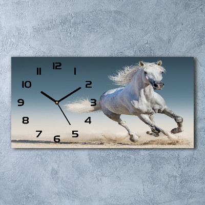 Horloge rectangulaire horizontale Cheval blanc au galop