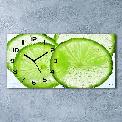 Horloge murale horizontale Citrons verts sous l'eau