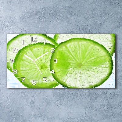 Horloge murale horizontale Citrons verts sous l'eau