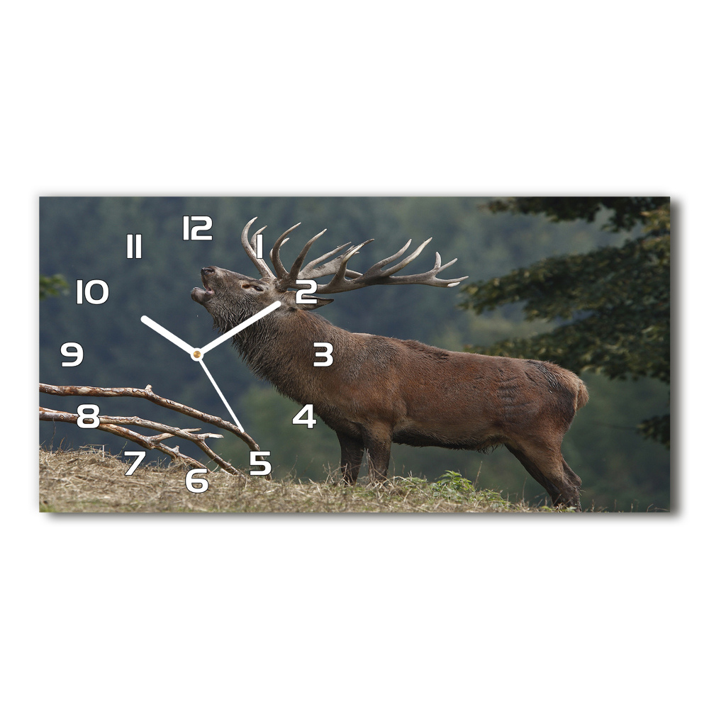 Horloge horizontale en verre Cerf sur une colline