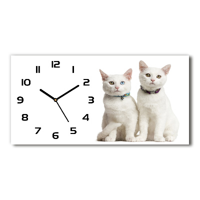 Horloge rectangulaire horizontale Chat blanc