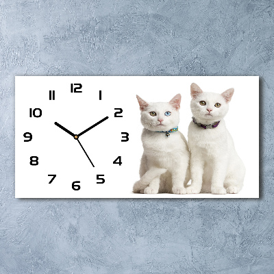 Horloge rectangulaire horizontale Chat blanc