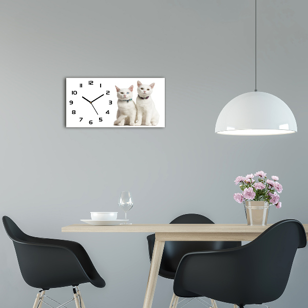 Horloge rectangulaire horizontale Chat blanc