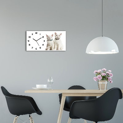 Horloge rectangulaire horizontale Chat blanc