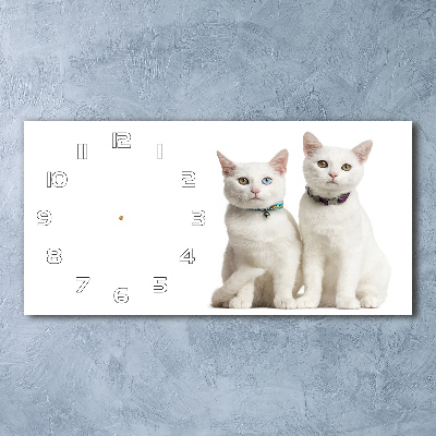 Horloge rectangulaire horizontale Chat blanc