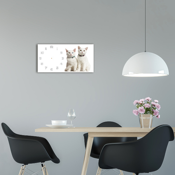 Horloge rectangulaire horizontale Chat blanc