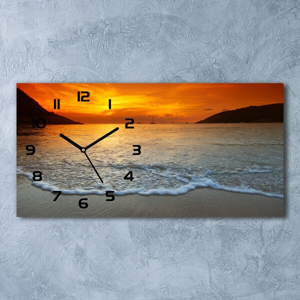 Horloge horizontale Coucher de soleil sur la mer