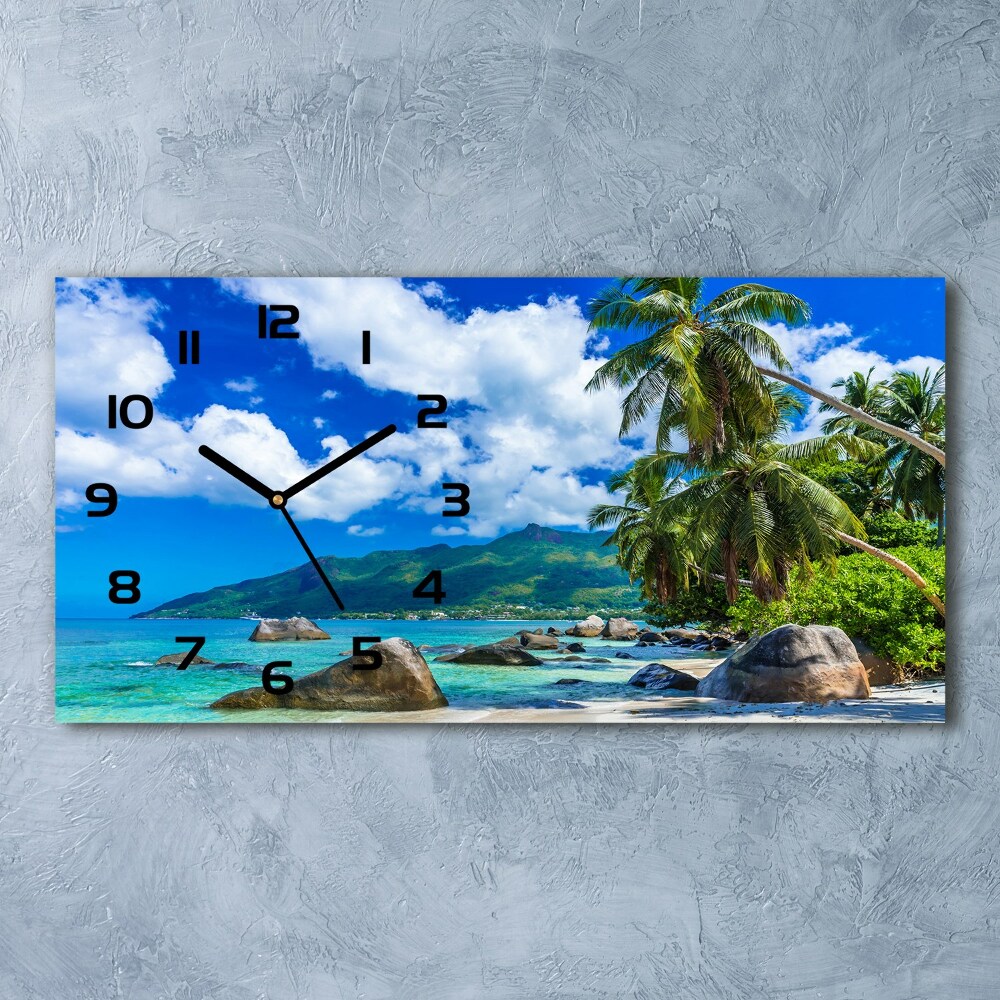 Horloge rectangulaire horizontale Seychelles plage