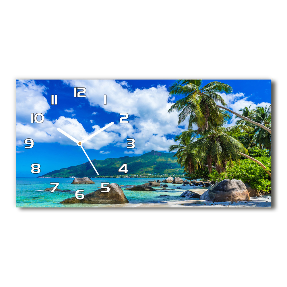 Horloge rectangulaire horizontale Seychelles plage