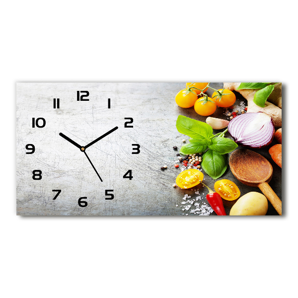 Horloge horizontale en verre Légumes