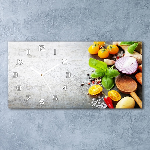 Horloge horizontale en verre Légumes