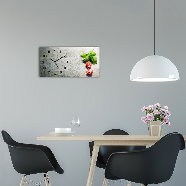 Horloge rectangulaire horizontale Tomates et basilic