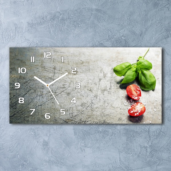 Horloge rectangulaire horizontale Tomates et basilic