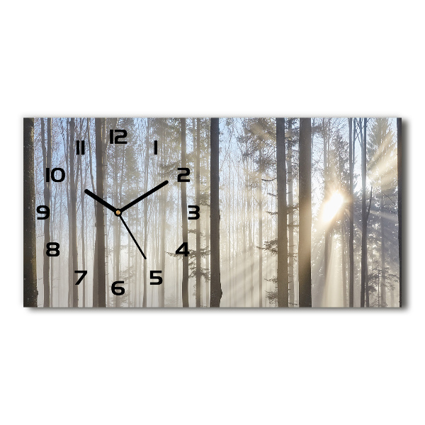 Horloge murale horizontale Brume dans la forêt