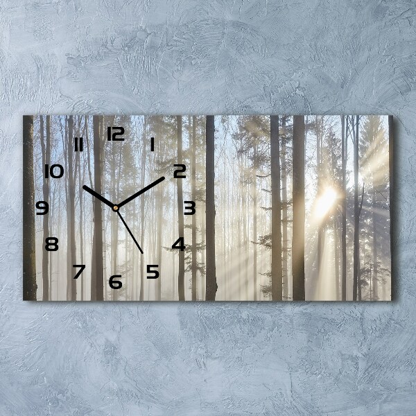 Horloge murale horizontale Brume dans la forêt