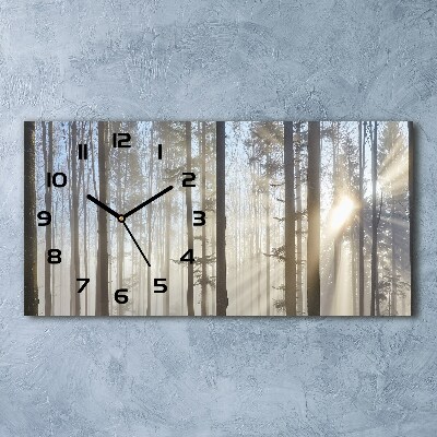 Horloge murale horizontale Brume dans la forêt