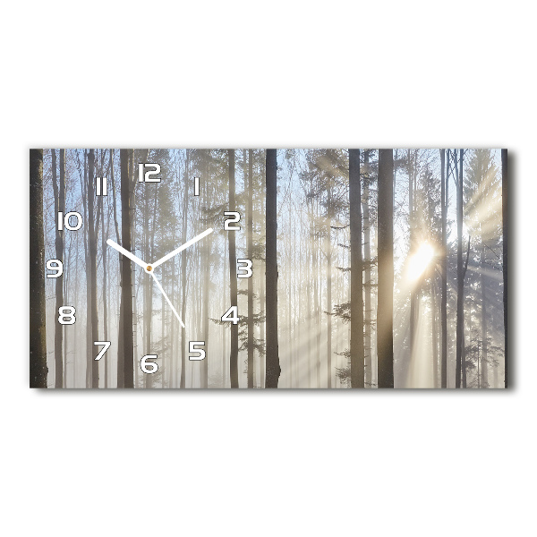Horloge murale horizontale Brume dans la forêt