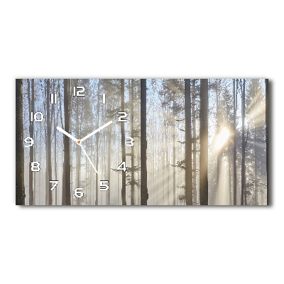 Horloge murale horizontale Brume dans la forêt