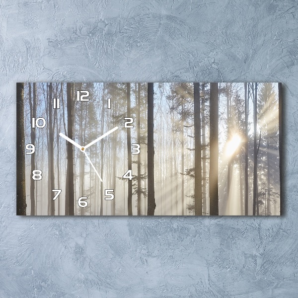 Horloge murale horizontale Brume dans la forêt