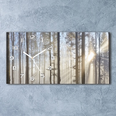 Horloge murale horizontale Brume dans la forêt