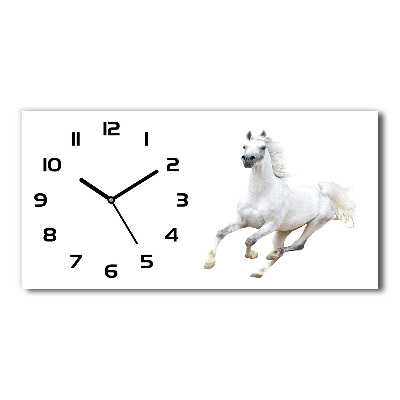 Horloge horizontale en verre Cheval arabe blanc