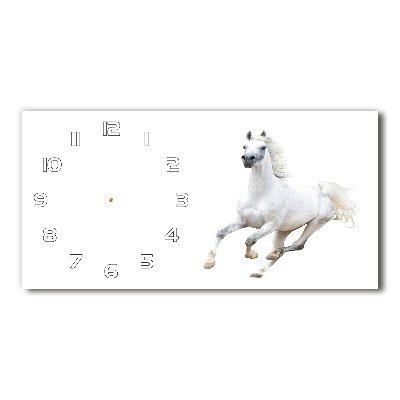 Horloge horizontale en verre Cheval arabe blanc