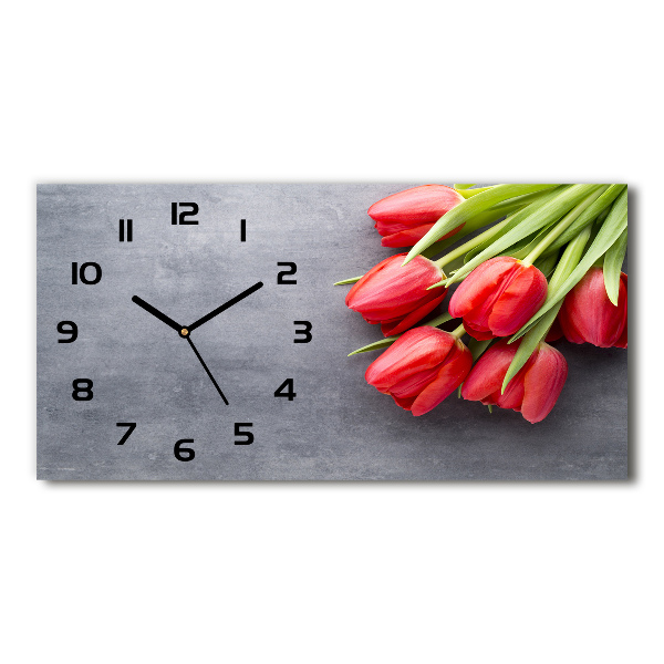 Horloge murale horizontale Tulipes rouges