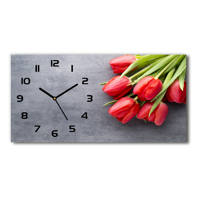 Horloge murale horizontale Tulipes rouges