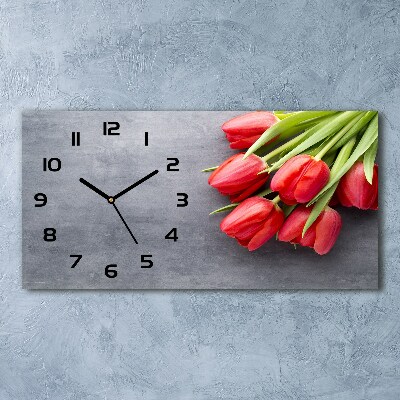 Horloge murale horizontale Tulipes rouges