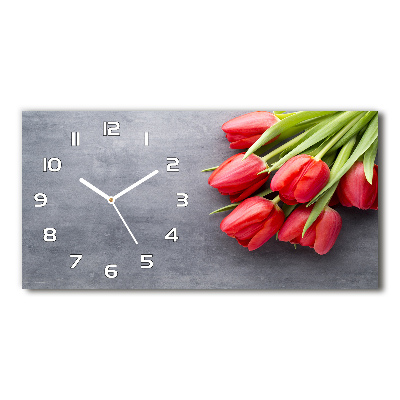 Horloge murale horizontale Tulipes rouges