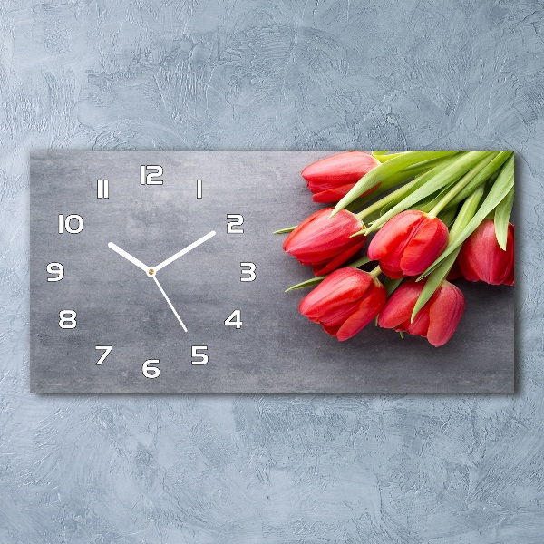 Horloge murale horizontale Tulipes rouges