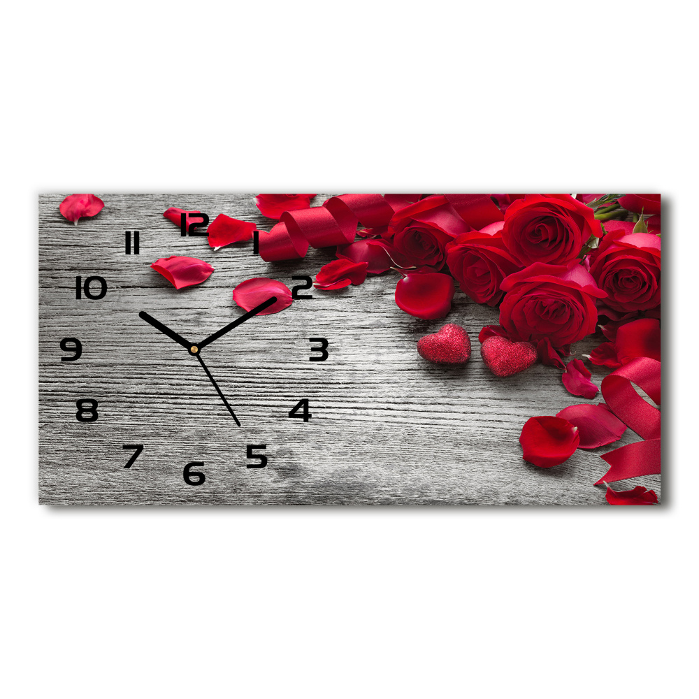 Horloge horizontale en verre Roses rouges