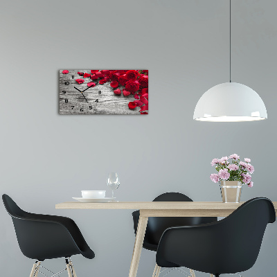 Horloge horizontale en verre Roses rouges