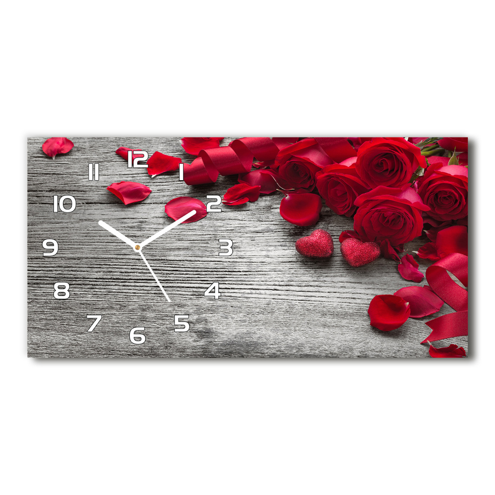 Horloge horizontale en verre Roses rouges