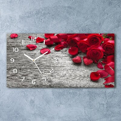 Horloge horizontale en verre Roses rouges