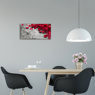 Horloge horizontale en verre Roses rouges