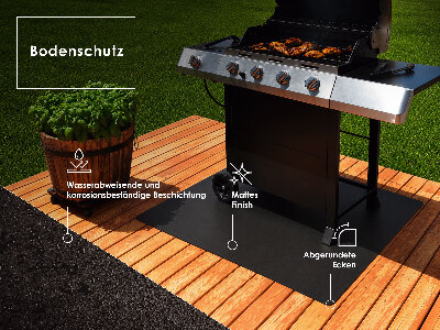 Tapis de protection de sol pour barbecue en forme rectangulaire 100x80 cm