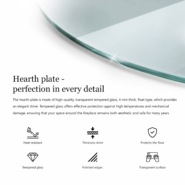 Verre sous poêle à bois rond transparent