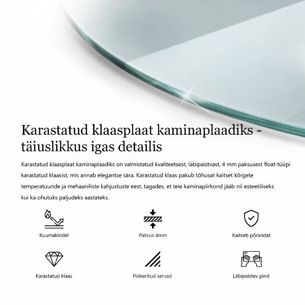 Verre sous poêle à bois rond transparent