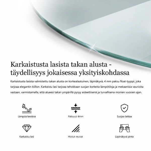 Verre sous poêle à bois rond transparent