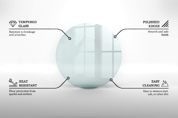 Verre sous poêle à bois rond transparent