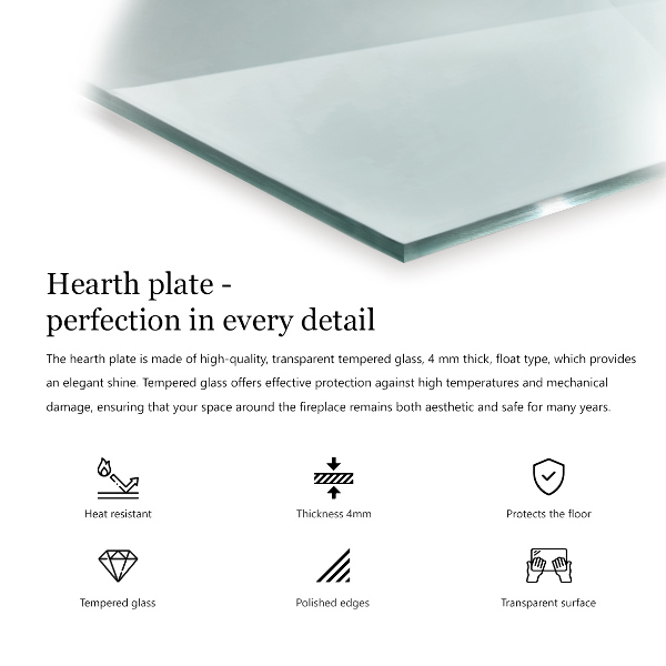 Vitre sous poêle à bois rectangulaire transparent