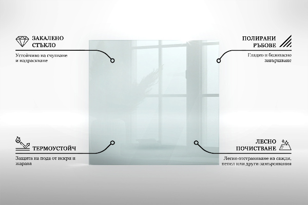 Vitre sous poêle à bois rectangulaire transparent