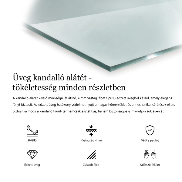 Vitre sous poêle à bois rectangulaire transparent