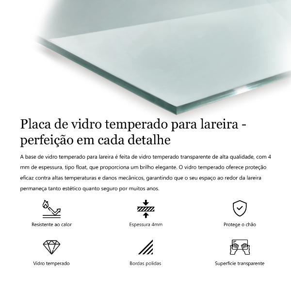 Vitre sous poêle à bois rectangulaire transparent