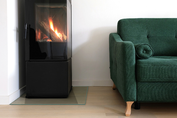 Vitre sous poêle à bois rectangulaire transparent