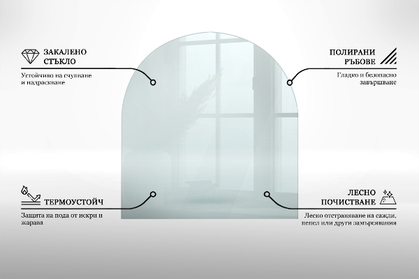 Plaque verre pour poêle semi-ovale transparent