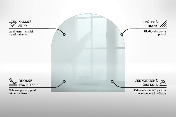 Plaque verre pour poêle semi-ovale transparent