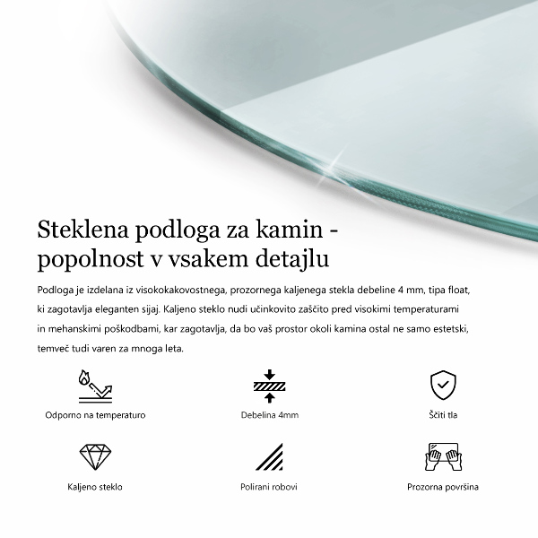 Plaque verre pour poêle semi-ovale transparent